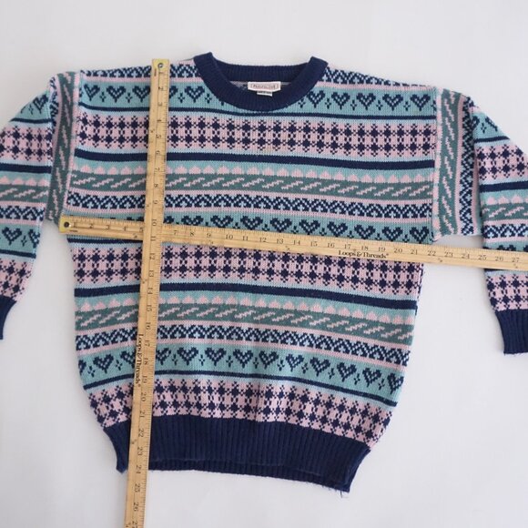 Vintage Perspective Sweater Fair Isle Knit Pink Blue Navy Striped 90s Preppy S - Picture 4 of 13